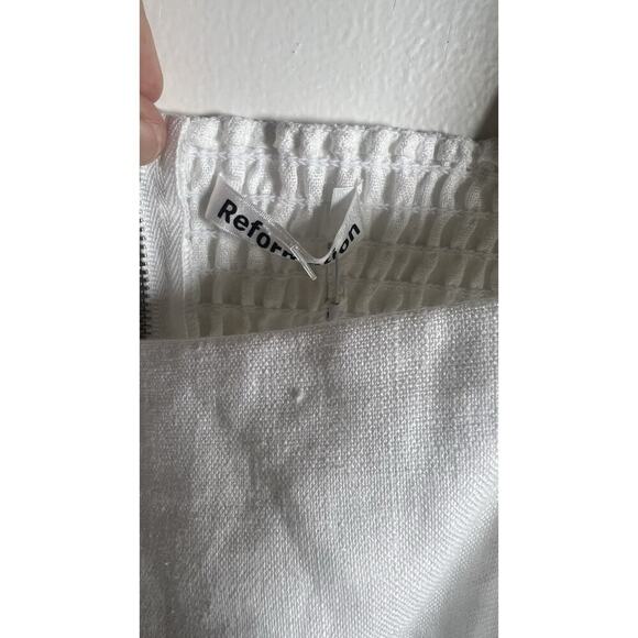 Reformation Size 12 White Olson Linen Crop Smock Adjustable Straps Top NEW - Picture 7 of 14